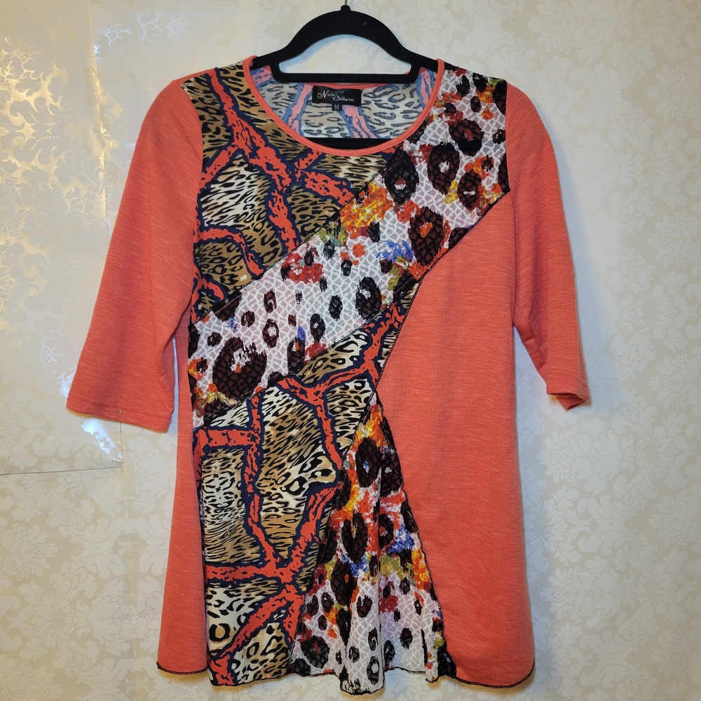 Onque Casuals Vibrant Orange Animal Print Long Sleeve Top